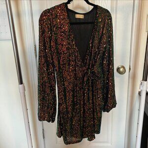 Altar’d State,  Black Iridescent Sequin Romper, Size M